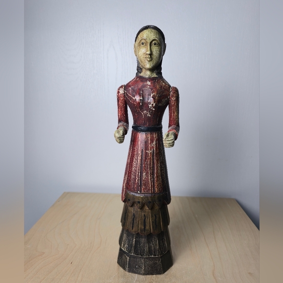 Rajasthan India Folk Art Doll With Moveable Arms - Picture 9 of 10